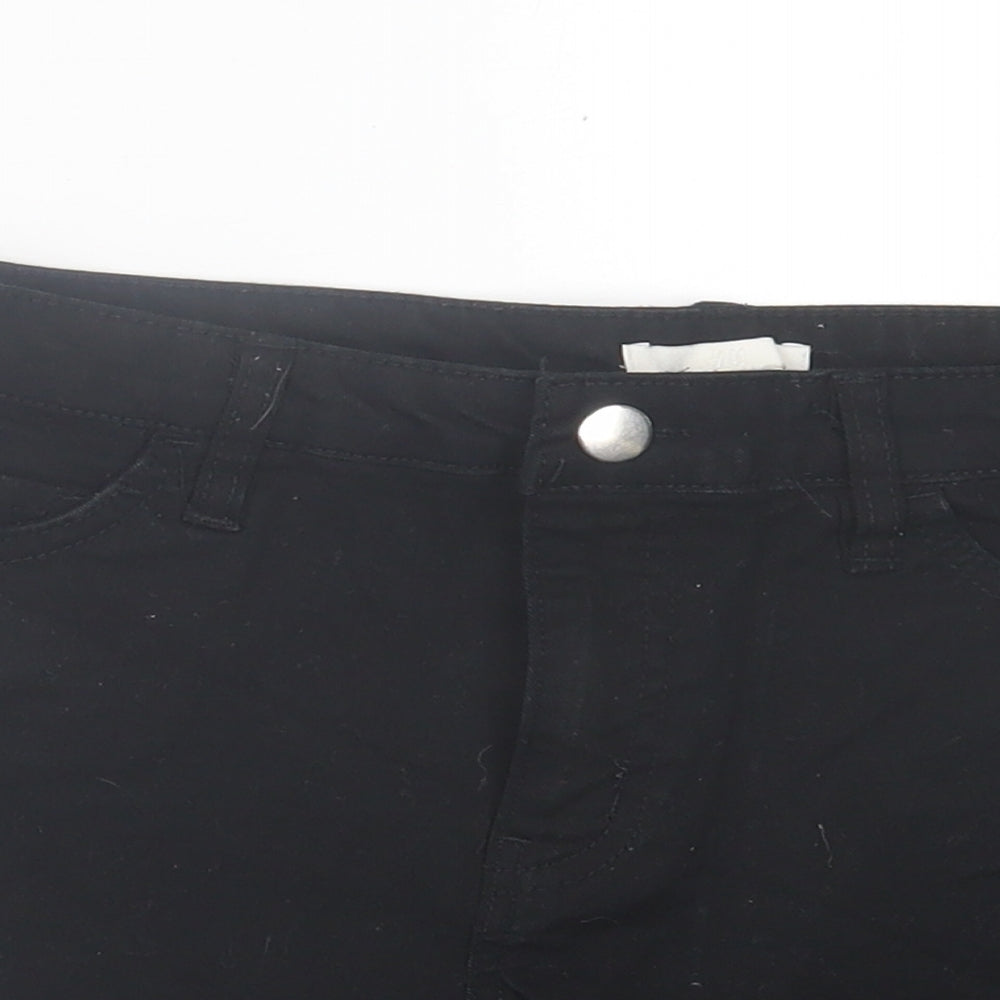 H&M Womens Black Cotton Boyfriend Shorts Size 10 L3 in Regular Button