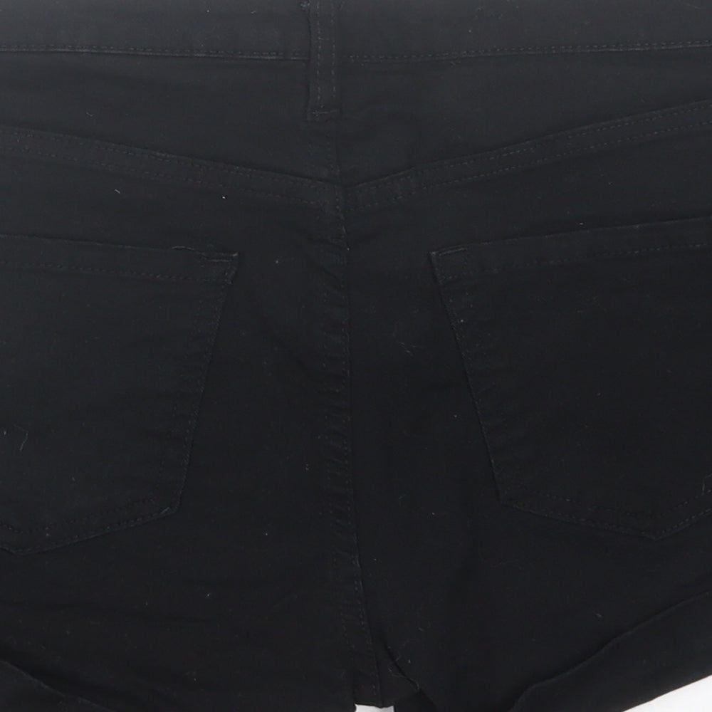 H&M Womens Black Cotton Boyfriend Shorts Size 10 L3 in Regular Button