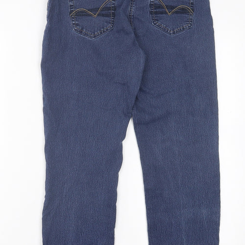 TU Womens Blue Cotton Straight Jeans Size 14 L25 in Regular Button