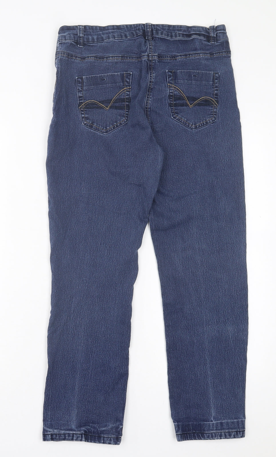 TU Womens Blue Cotton Straight Jeans Size 14 L25 in Regular Button
