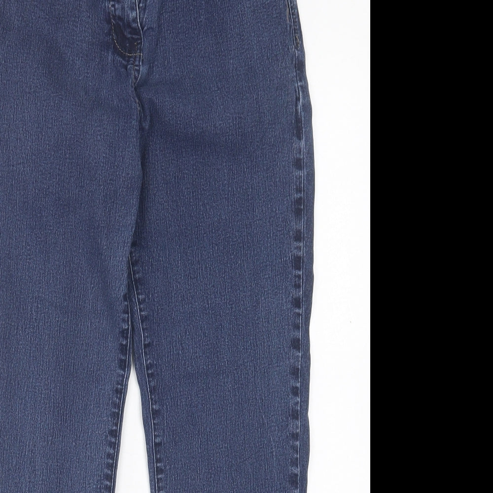 TU Womens Blue Cotton Straight Jeans Size 14 L25 in Regular Button