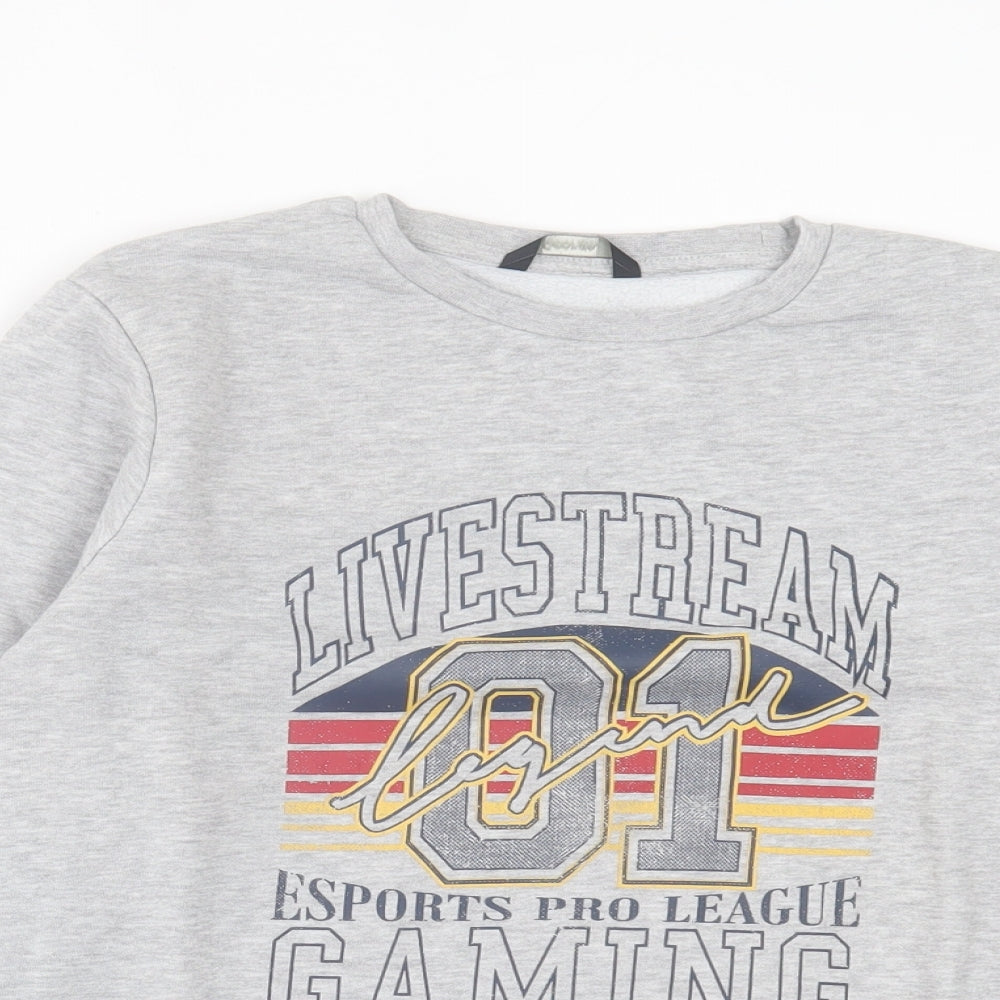 George Boys Grey Cotton Pullover Sweatshirt Size 13-14 Years Pullover - Livestream Gaming