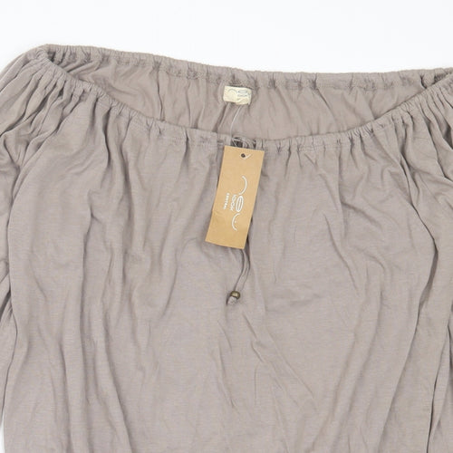 New Look Womens Grey Viscose Basic T-Shirt Size 8 Boat Neck