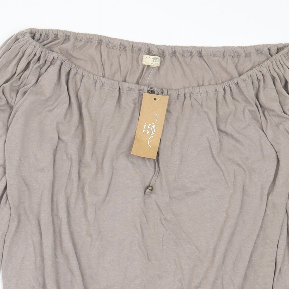 New Look Womens Grey Viscose Basic T-Shirt Size 8 Boat Neck