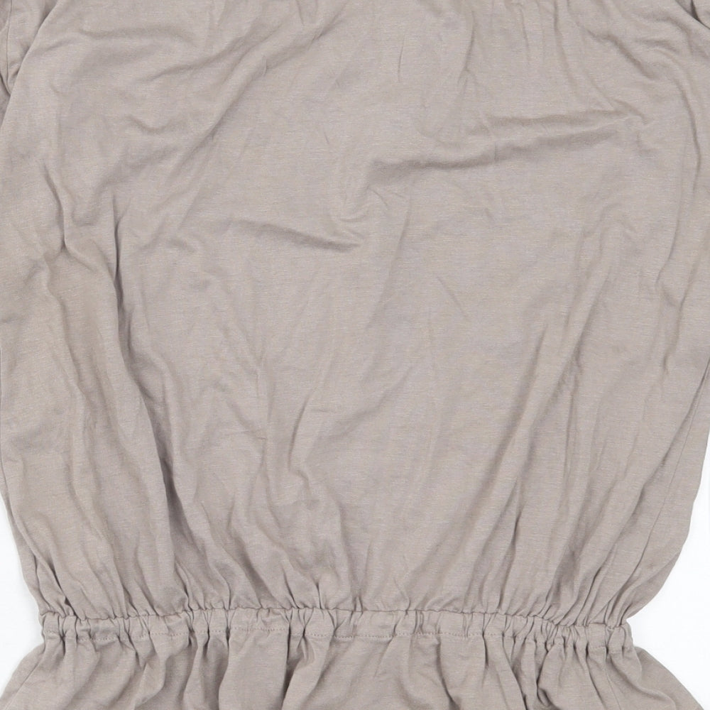 New Look Womens Grey Viscose Basic T-Shirt Size 8 Boat Neck