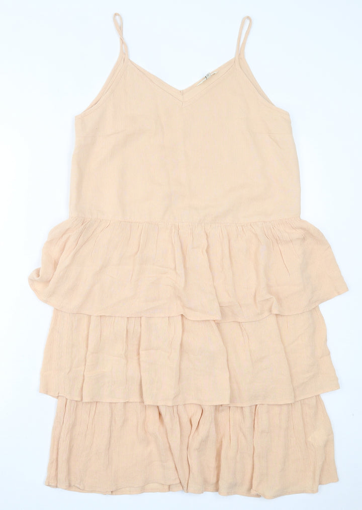 River Island Womens Beige Viscose A-Line Size 8 V-Neck Pullover