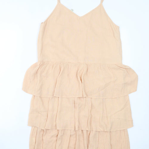 River Island Womens Beige Viscose A-Line Size 8 V-Neck Pullover