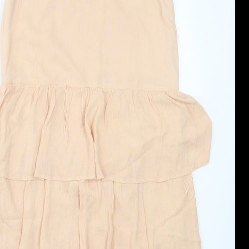 River Island Womens Beige Viscose A-Line Size 8 V-Neck Pullover