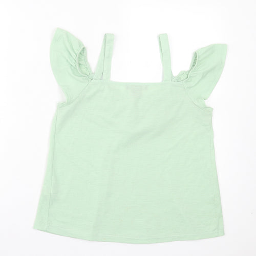 Atmosphere Womens Green Polyester Basic Tank Size 8 V-Neck - Cold Shoulder