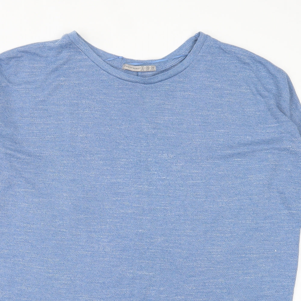 Atmosphere Womens Blue Polyester Basic T-Shirt Size 8 Crew Neck
