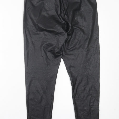 Gallery Womens Black Polyurethane Capri Trousers Size 16 L27 in Regular - Faux Leather