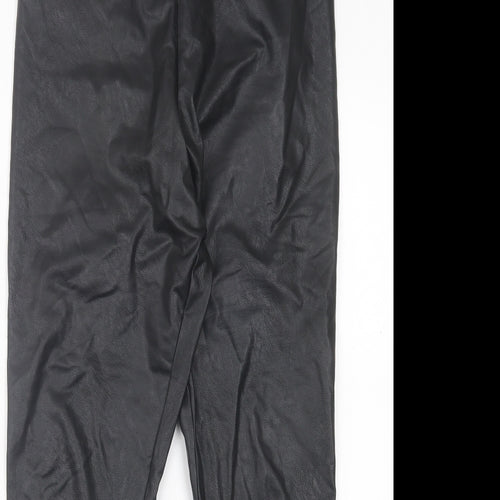 Gallery Womens Black Polyurethane Capri Trousers Size 16 L27 in Regular - Faux Leather