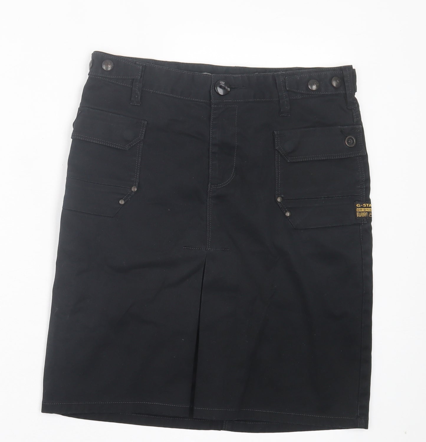 G-Star Womens Black Cotton Cargo Skirt Size 26 in Button