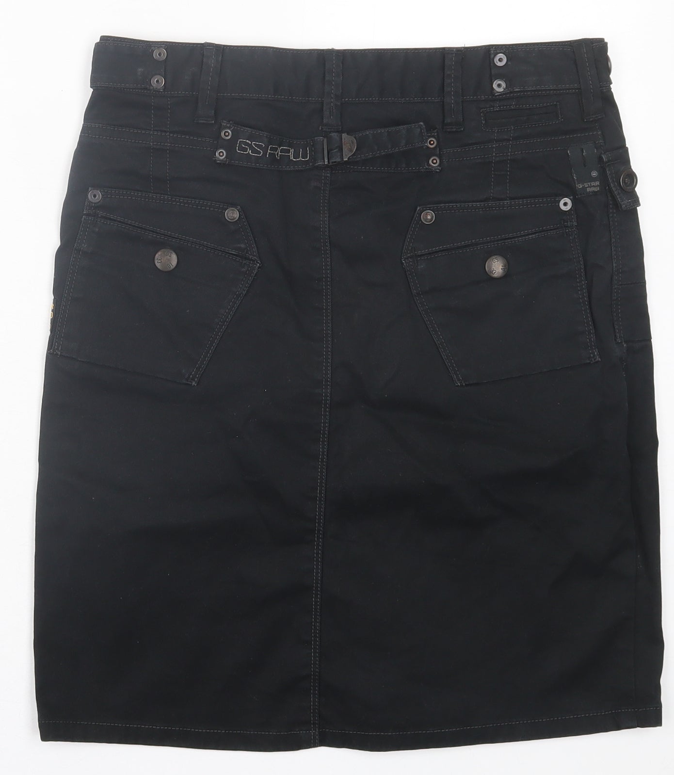 G-Star Womens Black Cotton Cargo Skirt Size 26 in Button