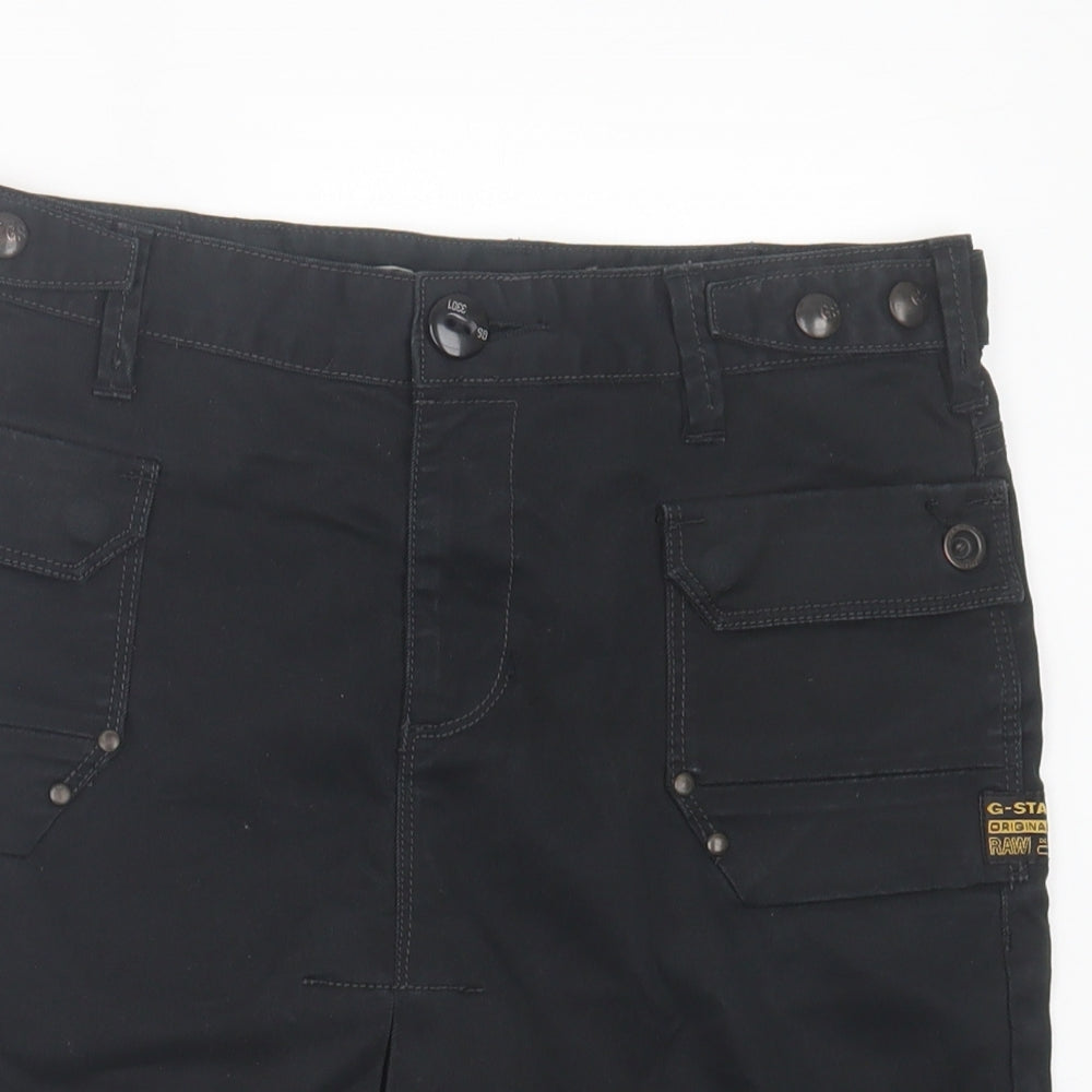 G-Star Womens Black Cotton Cargo Skirt Size 26 in Button