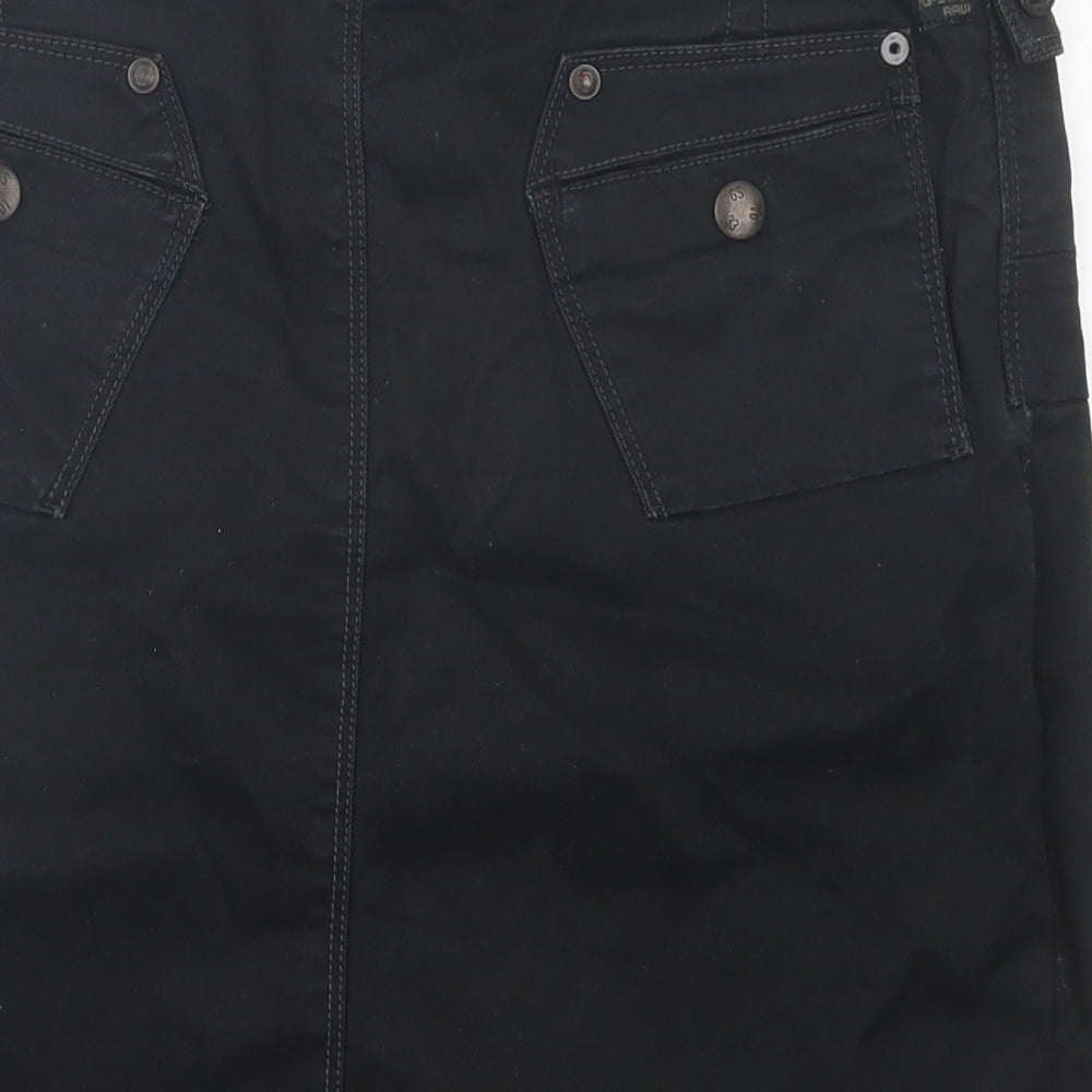 G-Star Womens Black Cotton Cargo Skirt Size 26 in Button