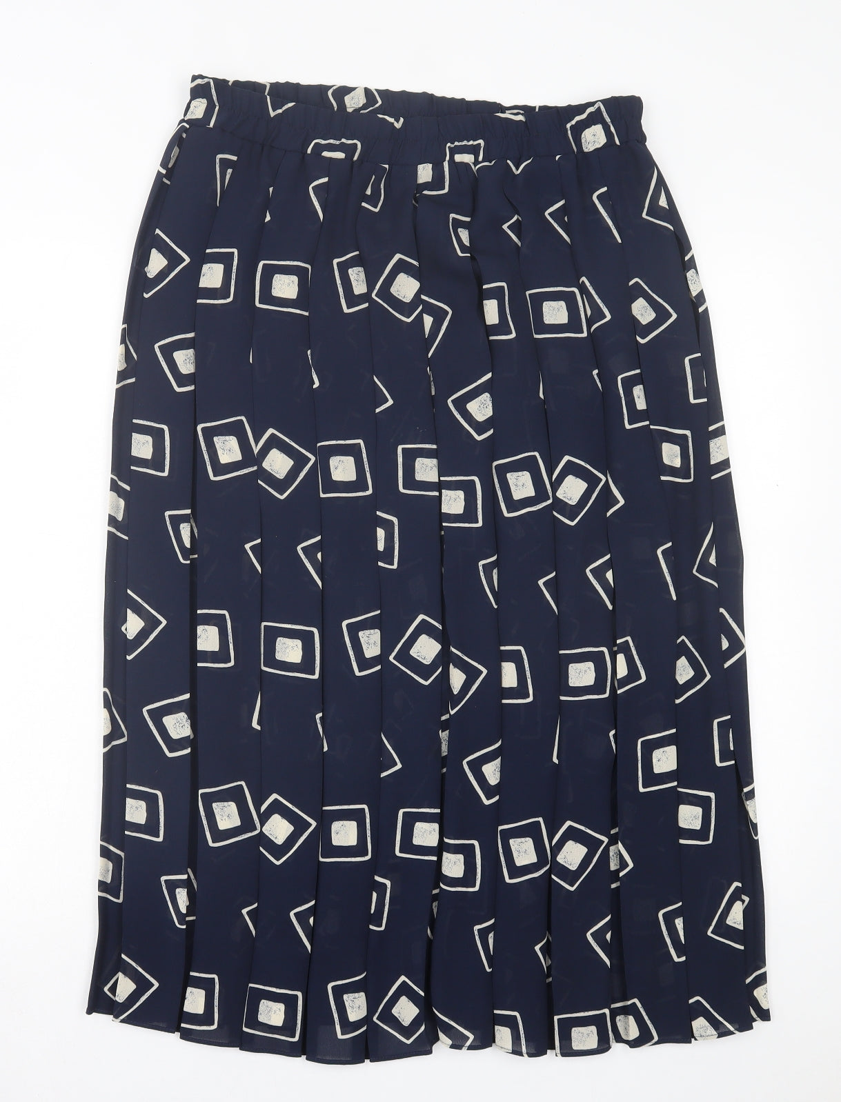 Spice Womens Blue Geometric Polyester Pleated Skirt Size 14