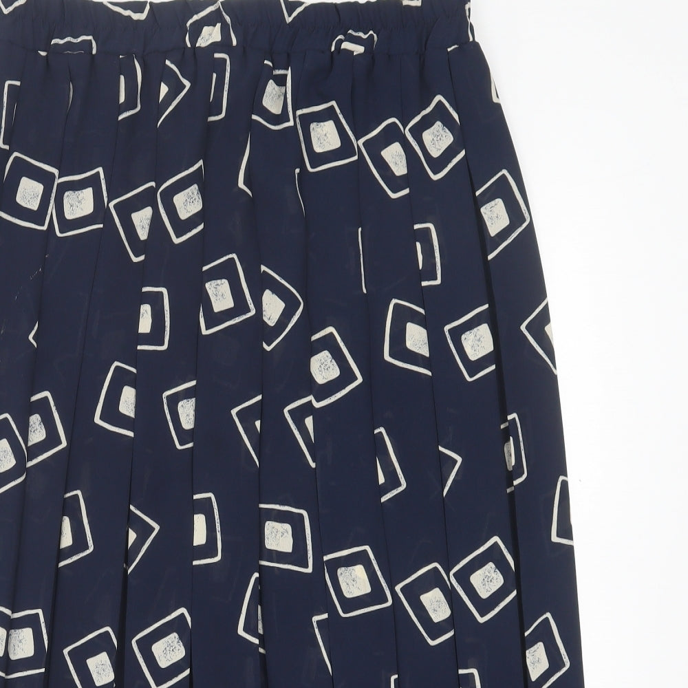 Spice Womens Blue Geometric Polyester Pleated Skirt Size 14