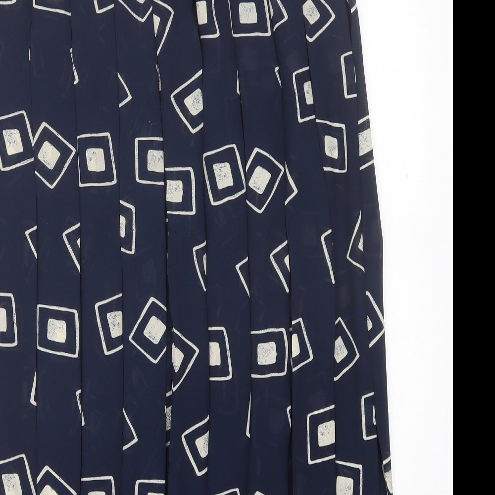 Spice Womens Blue Geometric Polyester Pleated Skirt Size 14
