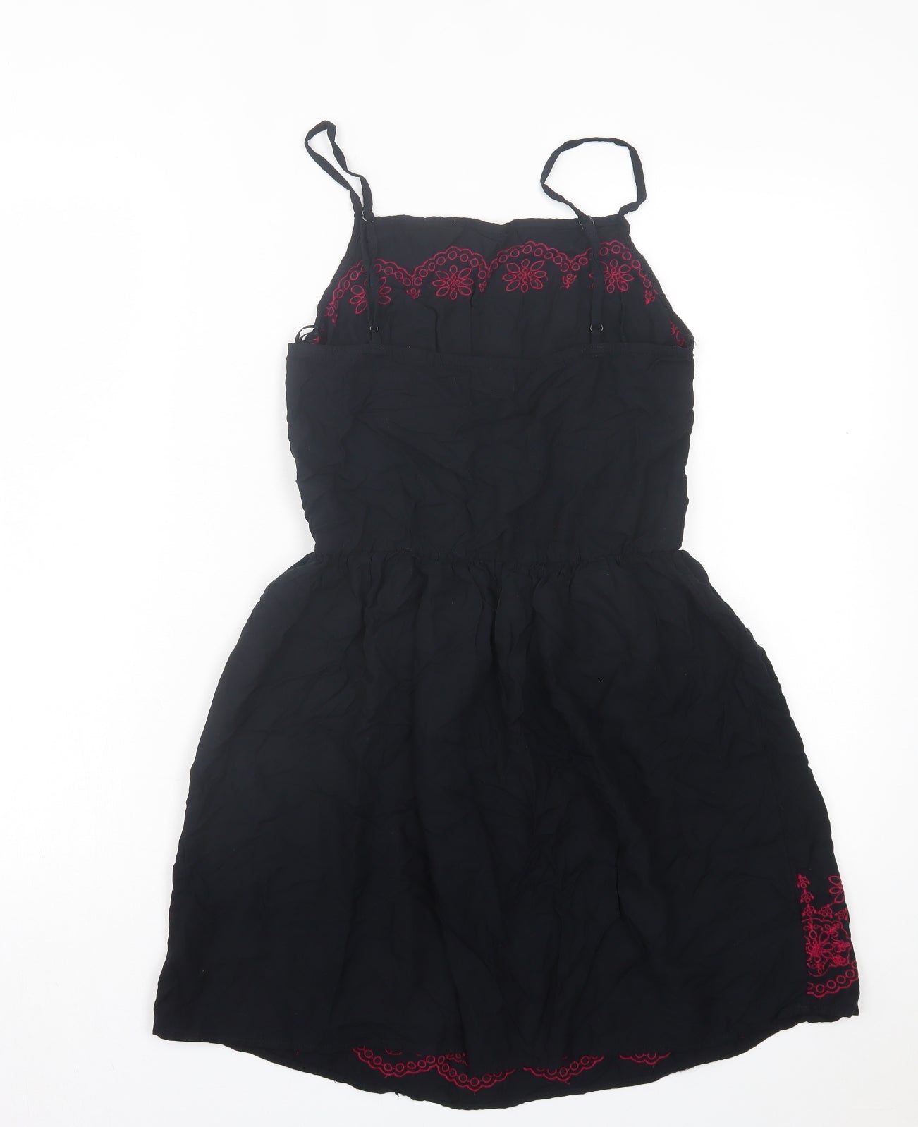 George Womens Black Floral Viscose Fit & Flare Size 8 Square Neck Pullover
