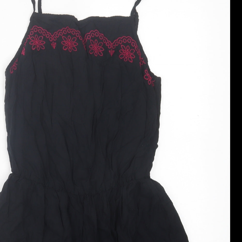 George Womens Black Floral Viscose Fit & Flare Size 8 Square Neck Pullover