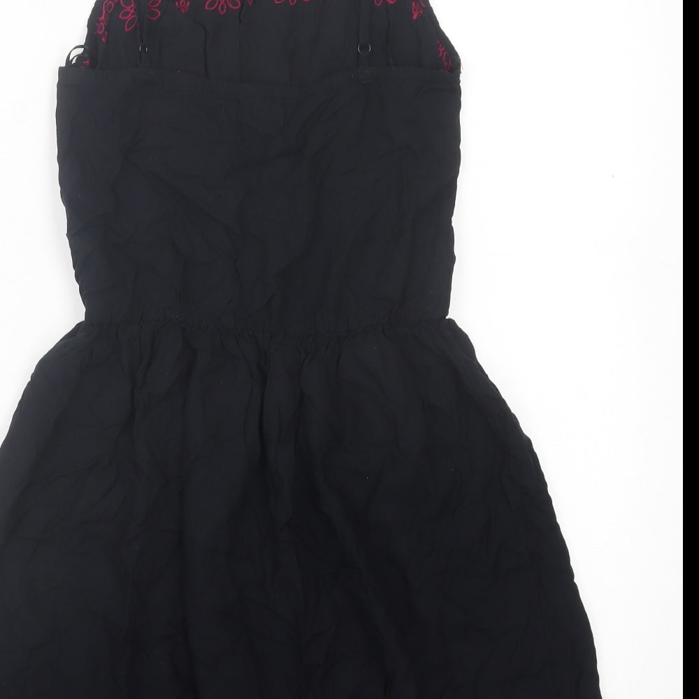George Womens Black Floral Viscose Fit & Flare Size 8 Square Neck Pullover