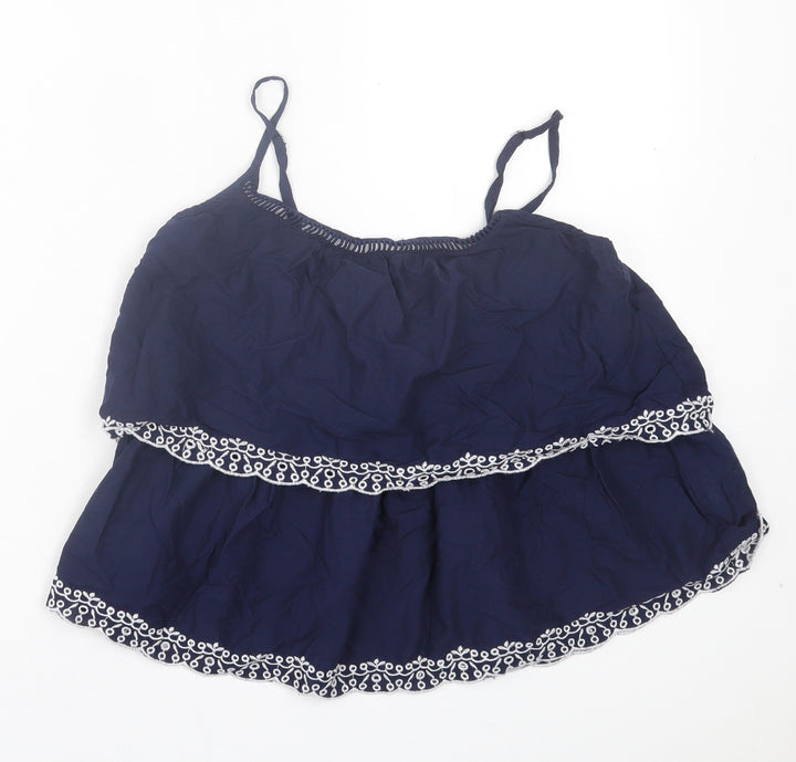 Atmosphere Womens Blue Cotton Basic Tank Size 8 Square Neck