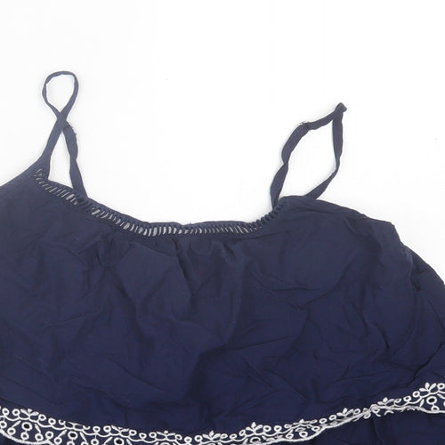 Atmosphere Womens Blue Cotton Basic Tank Size 8 Square Neck