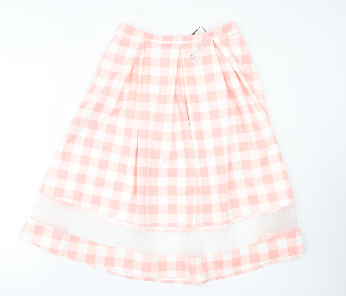 Papaya Womens Pink Plaid Polyester A-Line Skirt Size 8 Button