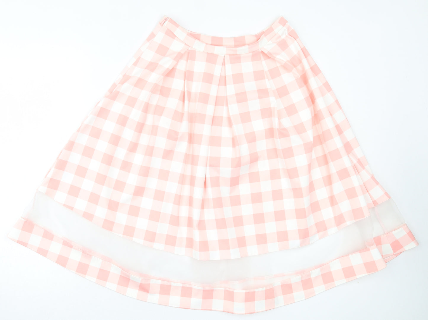 Papaya Womens Pink Plaid Polyester A-Line Skirt Size 8 Button