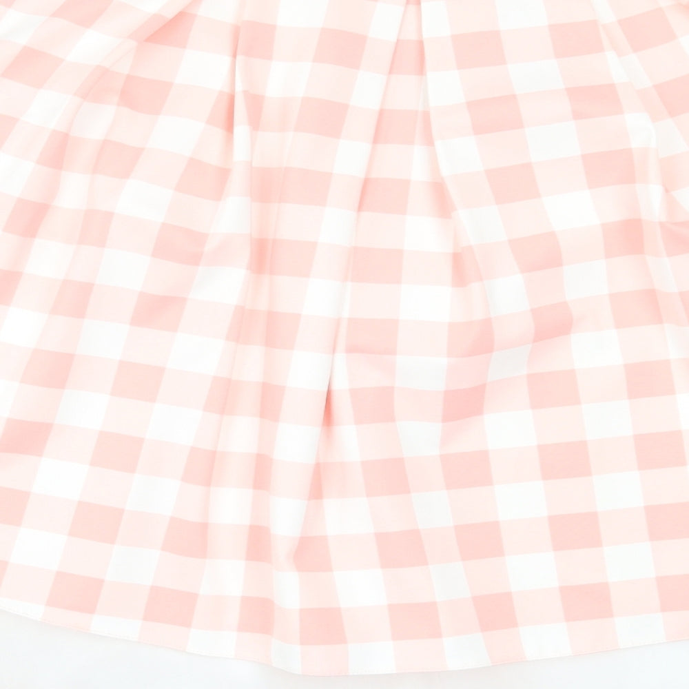 Papaya Womens Pink Plaid Polyester A-Line Skirt Size 8 Button