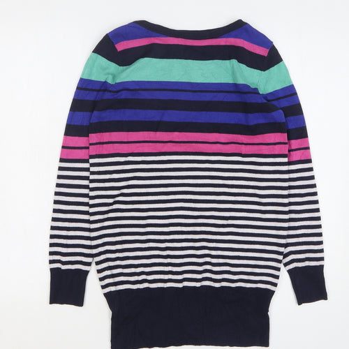 F&F Womens Multicoloured Round Neck Striped Viscose Pullover Jumper Size 10