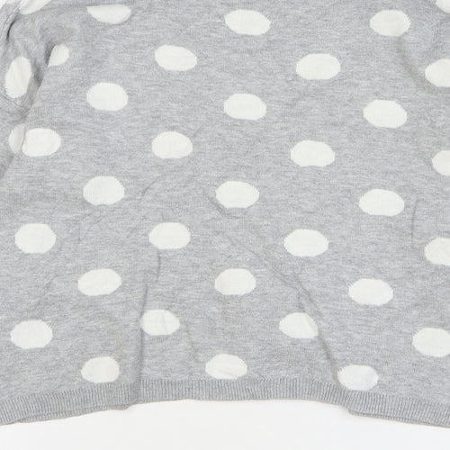 New Look Womens Grey Round Neck Polka Dot Cotton Pullover Jumper Size 8