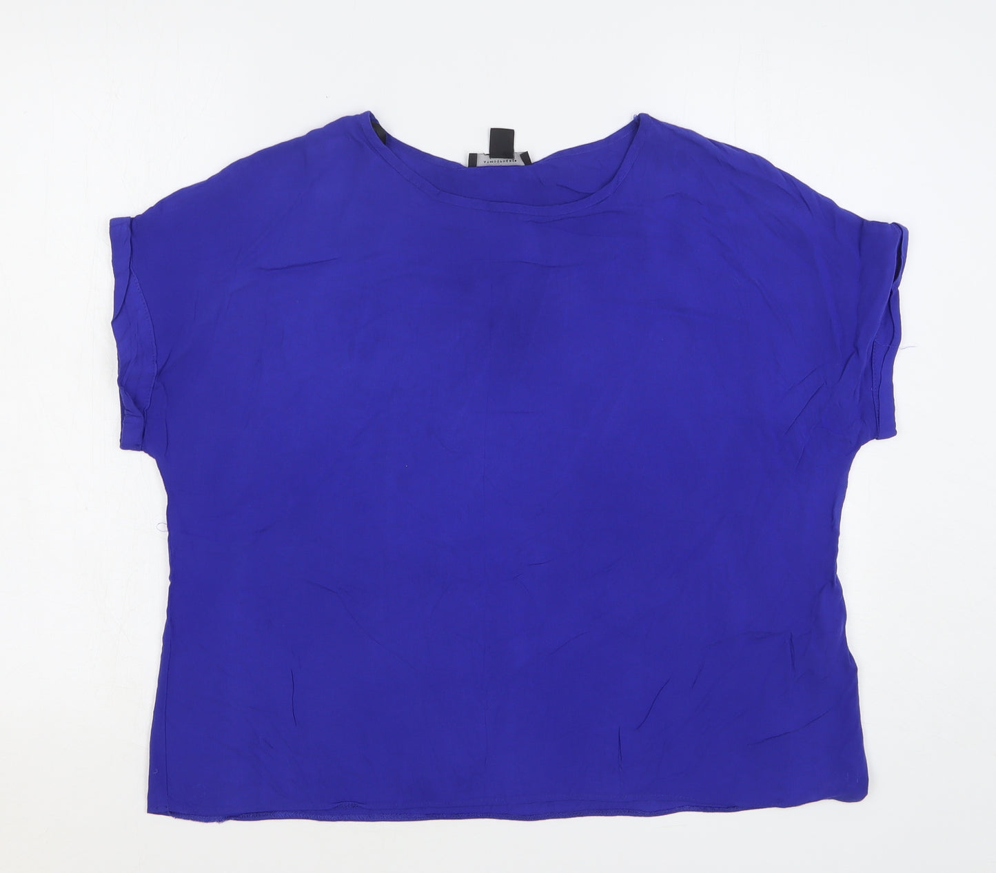 New Look Womens Blue Viscose Basic Blouse Size 14 Round Neck