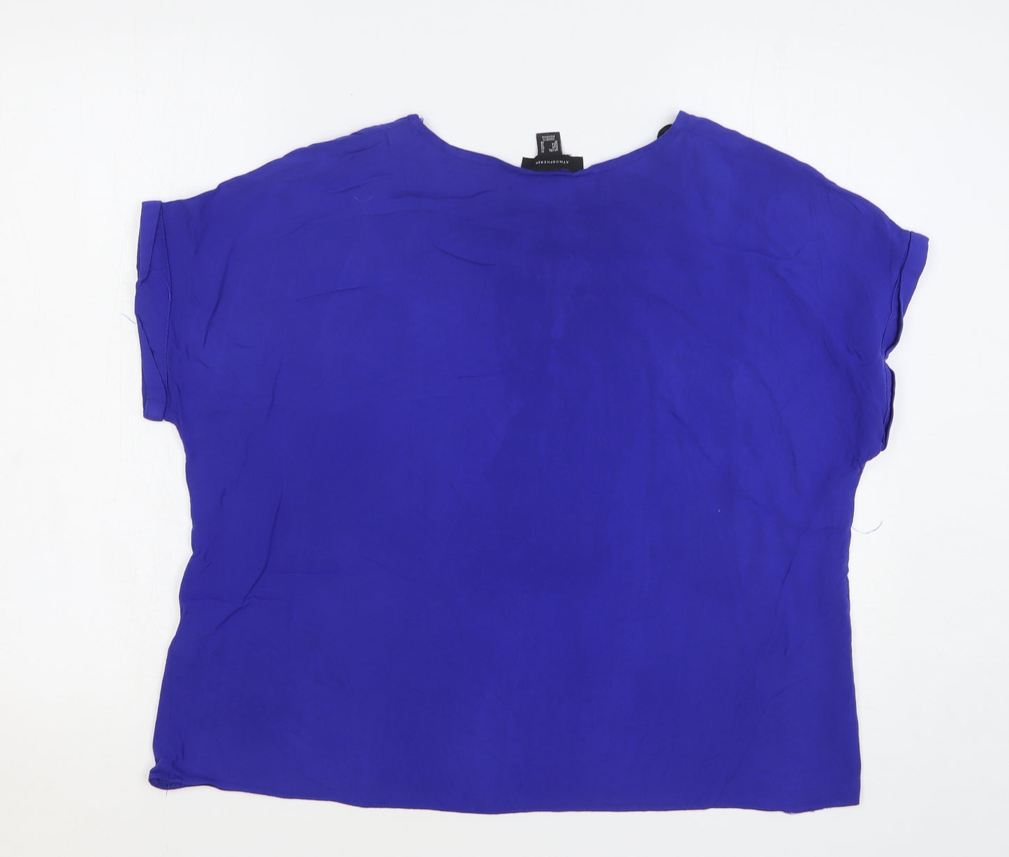 New Look Womens Blue Viscose Basic Blouse Size 14 Round Neck