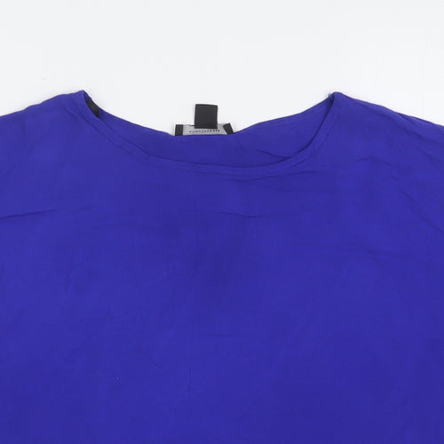 New Look Womens Blue Viscose Basic Blouse Size 14 Round Neck