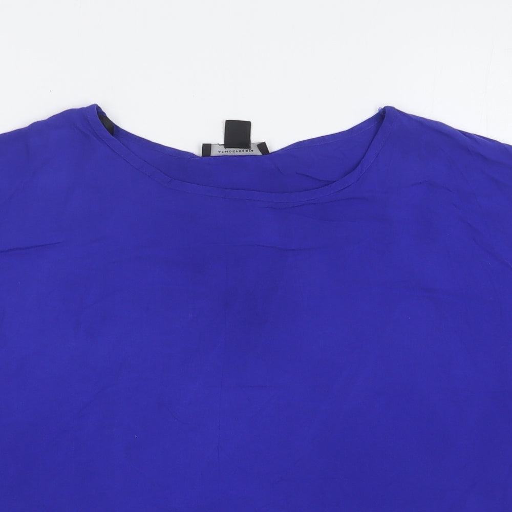 New Look Womens Blue Viscose Basic Blouse Size 14 Round Neck