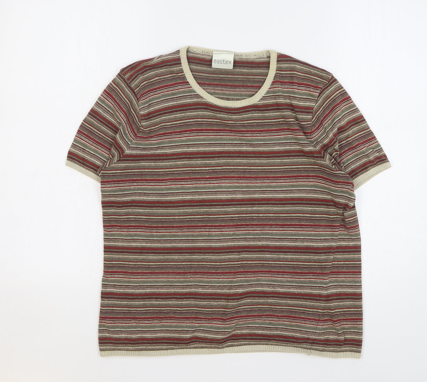 Eastex Womens Multicoloured Striped Acrylic Basic T-Shirt Size 16 Round Neck