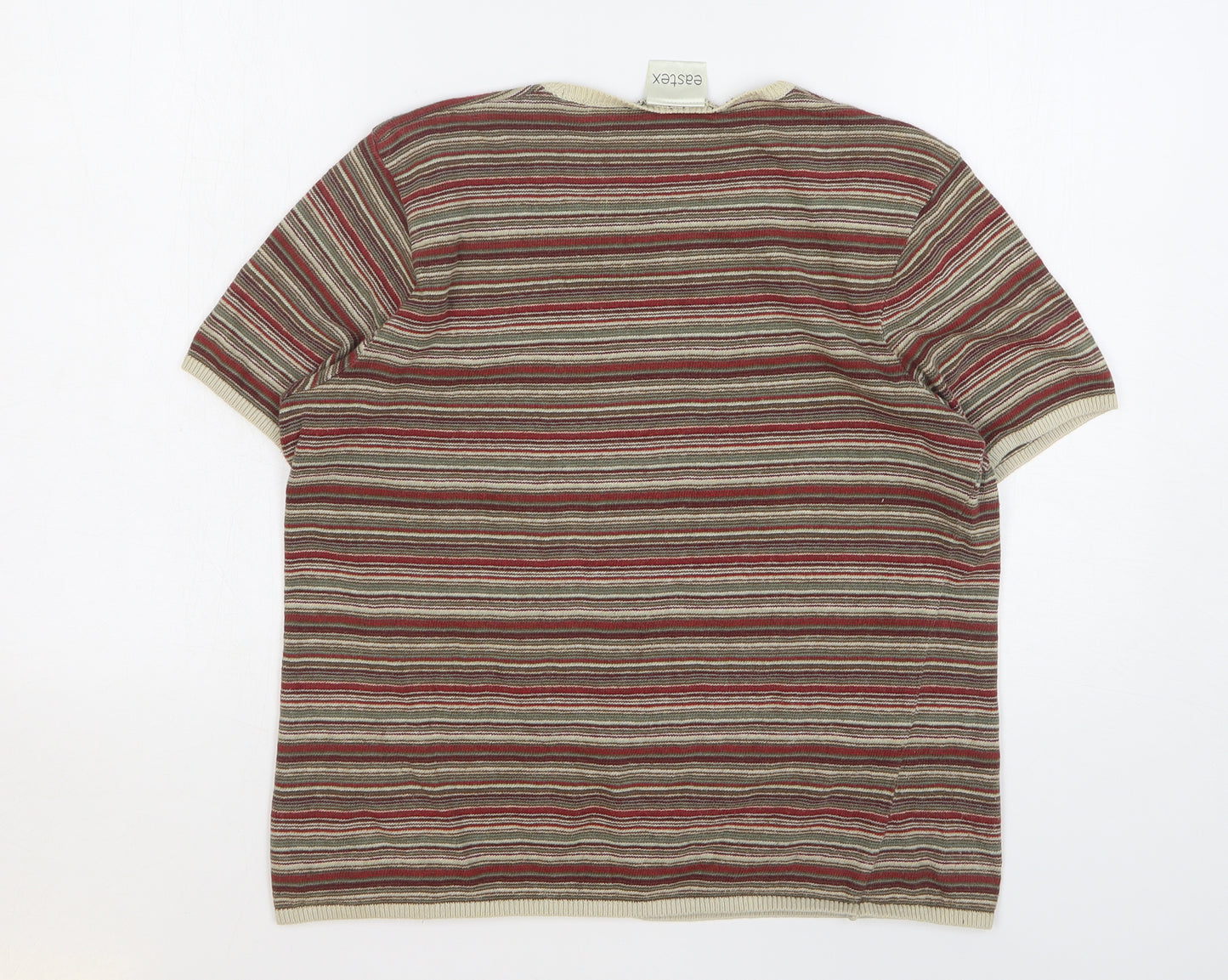 Eastex Womens Multicoloured Striped Acrylic Basic T-Shirt Size 16 Round Neck