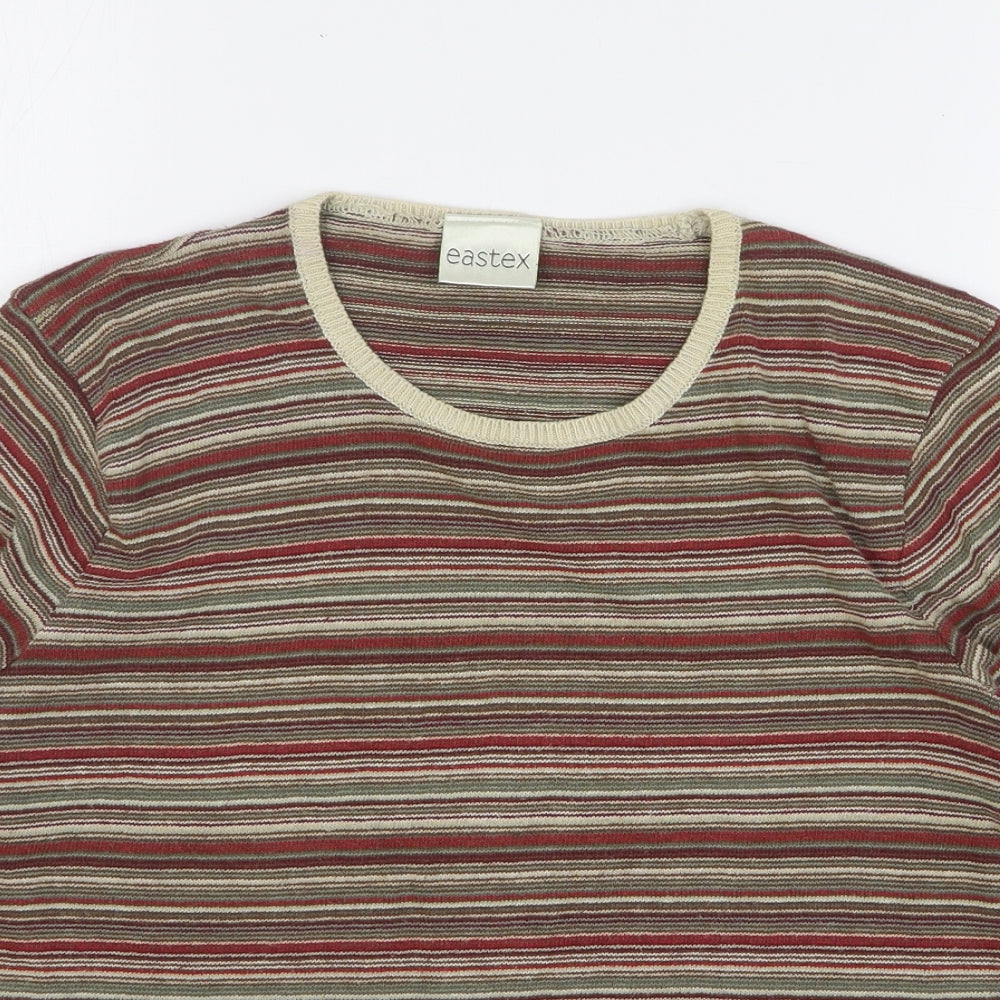 Eastex Womens Multicoloured Striped Acrylic Basic T-Shirt Size 16 Round Neck