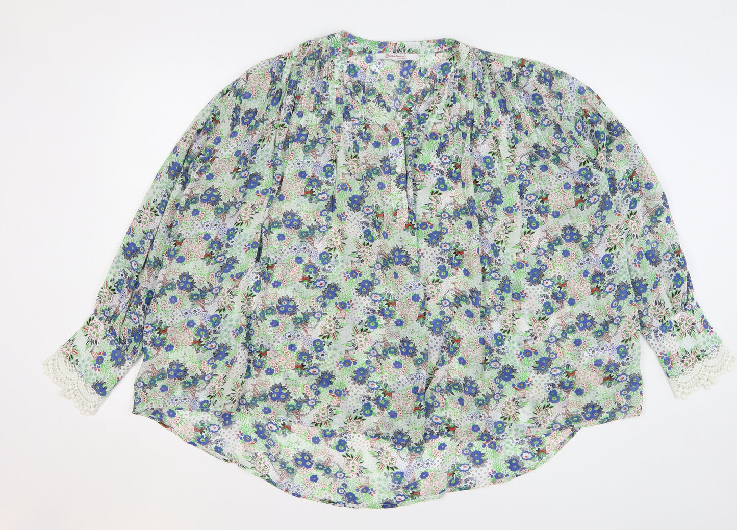 NEXT Womens Multicoloured Floral Viscose Basic Blouse Size 20 V-Neck