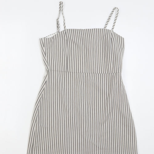Pull&Bear Womens Grey Striped Polyester Camisole Tank Size L Off the Shoulder