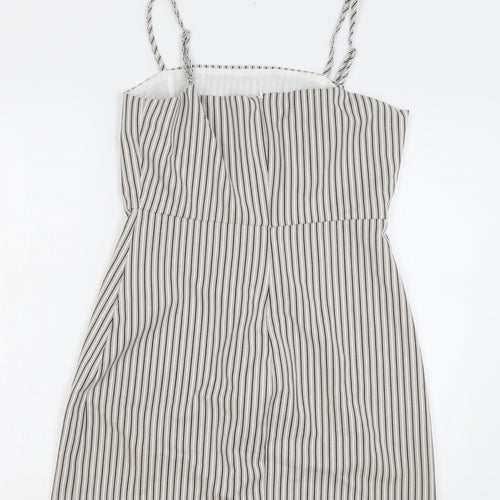 Pull&Bear Womens Grey Striped Polyester Camisole Tank Size L Off the Shoulder