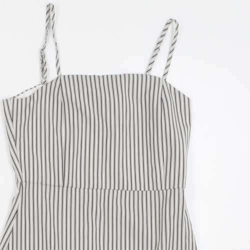 Pull&Bear Womens Grey Striped Polyester Camisole Tank Size L Off the Shoulder