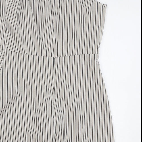 Pull&Bear Womens Grey Striped Polyester Camisole Tank Size L Off the Shoulder