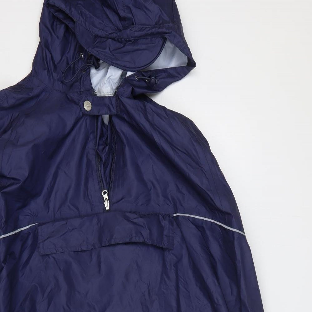 Crivit Mens Blue Rain Coat Poncho Size L Zip