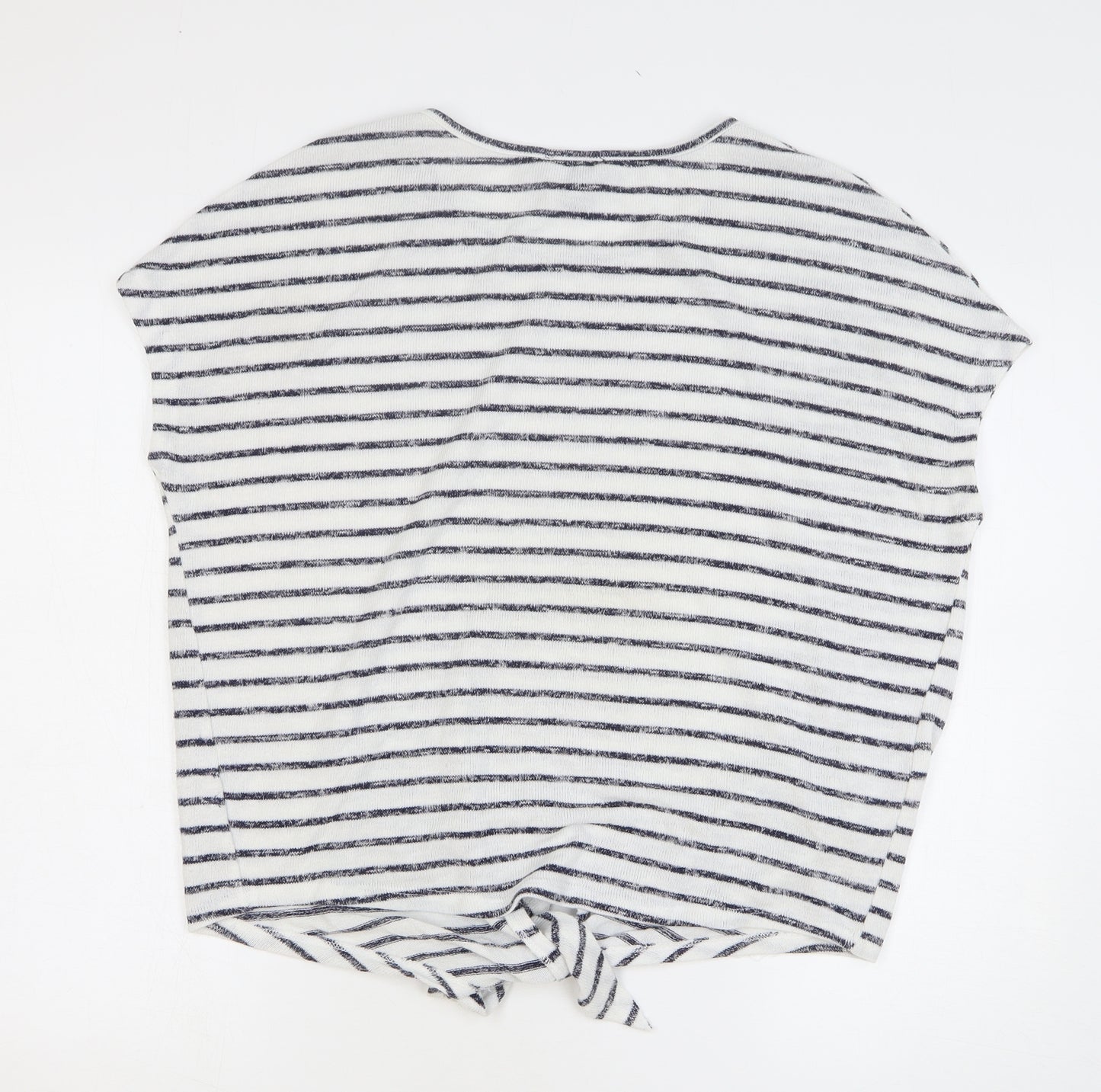 New Look Womens White Round Neck Striped Polyester Vest Jumper Size M