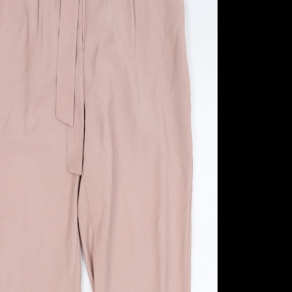 F&F Womens Pink Viscose Trousers Size 14 L27 in Regular Tie