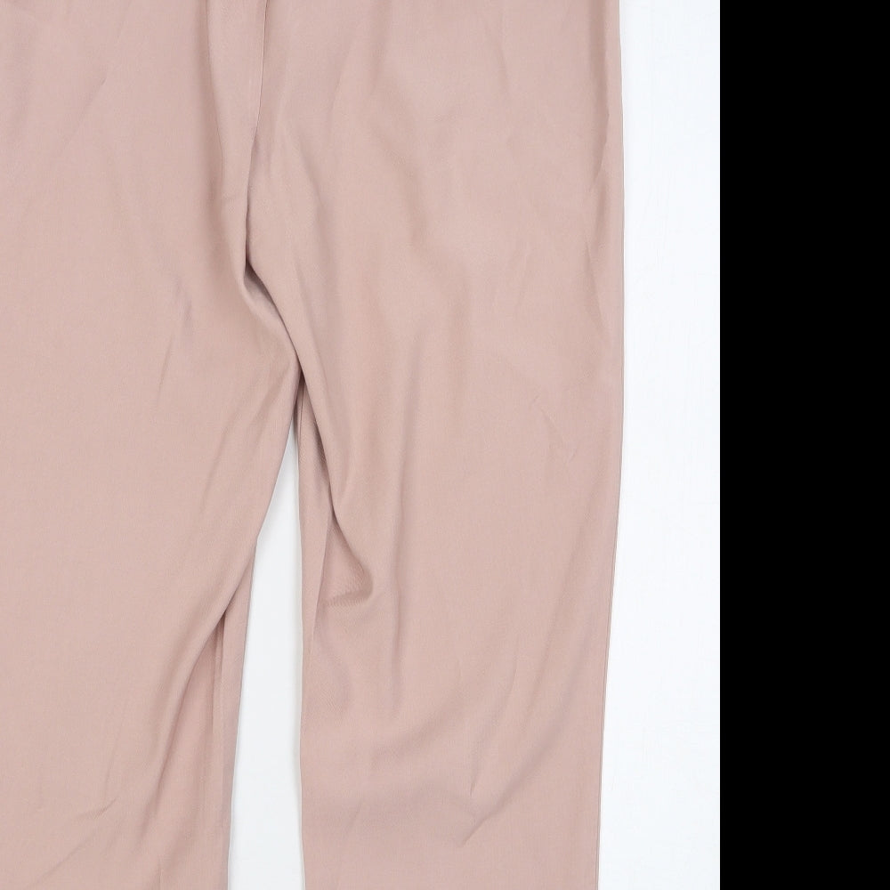 F&F Womens Pink Viscose Trousers Size 14 L27 in Regular Tie