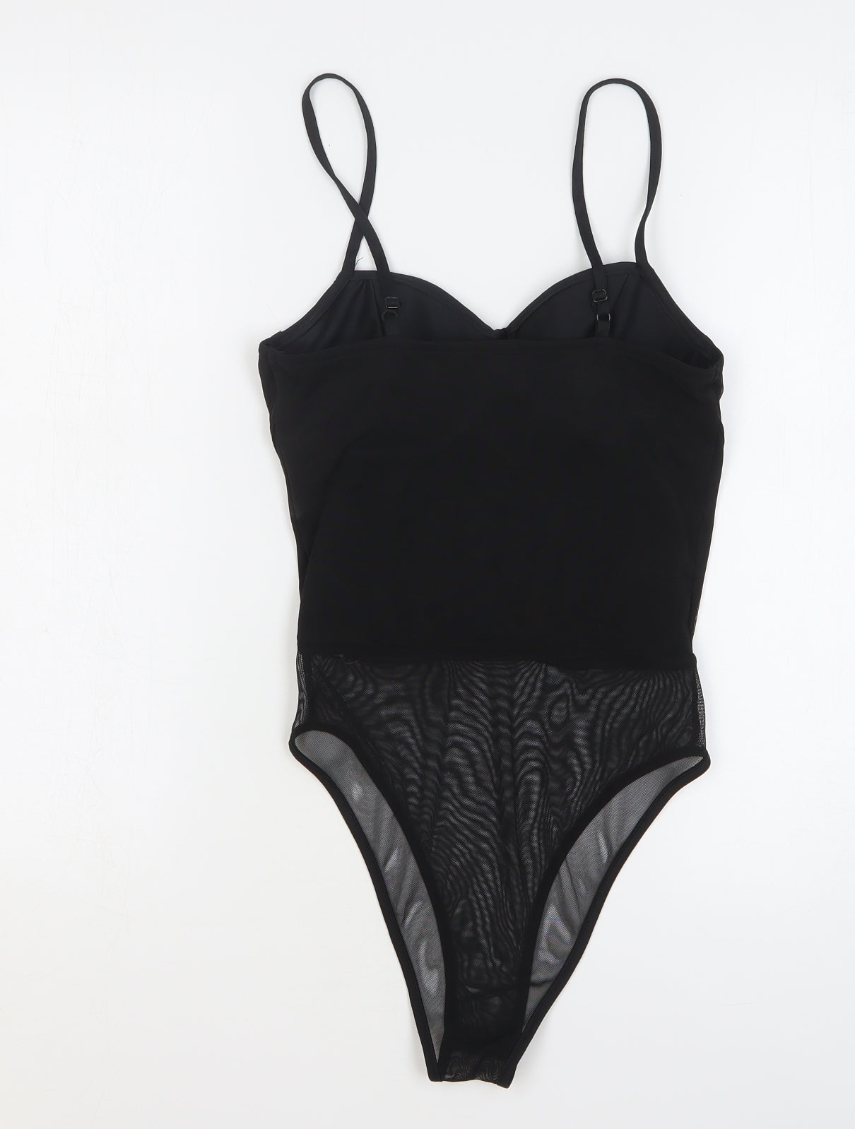 New Look Womens Black Polyester Bodysuit One-Piece Size 8 Snap